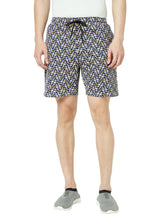 T.T. Mens Cotton Regular Fit  Printed Bermuda Shorts With Zipper  Blue-White