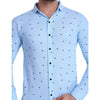 HiFlyers Men Polo Neck Printed Shirt Light Blue