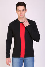 HiFlyers Men Round Neck Full Sleeve Cut & Sew Black-Red T-Shirt