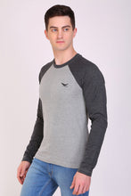 HiFlyers Men Round Neck Full Sleeve Cut & Sew Grey-Anthra T-Shirt