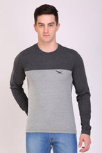 HiFlyers Men Round Neck Full Sleeve Cut & Sew Anthra-Grey T-Shirt