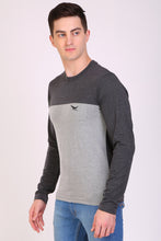 HiFlyers Men Round Neck Full Sleeve Cut & Sew Anthra-Grey T-Shirt