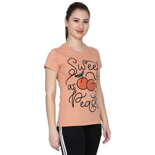 T.T. Women Slim Fit Printed Round Neck Printed T-Shirt Almonds