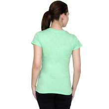 T.T. Women Slim Fit Printed Round Neck Printed T-Shirt Green