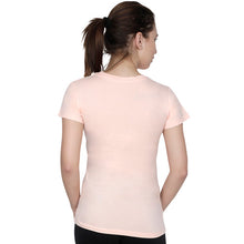 T.T. Women Slim Fit Printed Round Neck Printed T-Shirt Peach