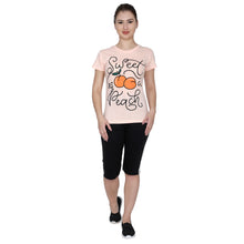 T.T. Women Printed Slim Fit Tshirt Pack Of 2 Black::Peach