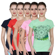 T.T. Women Printed Slim Fit Tshirt Pack Of 5 Assorted