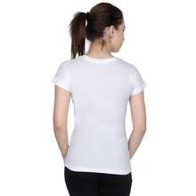 T.T. Women Slim Fit Printed Round Neck Printed T-Shirt White