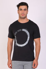 T.T. Men Regular Fit Printed Rn Tshirt Black