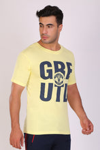 T.T. Men Regular Fit Printed Rn Tshirt Yellow