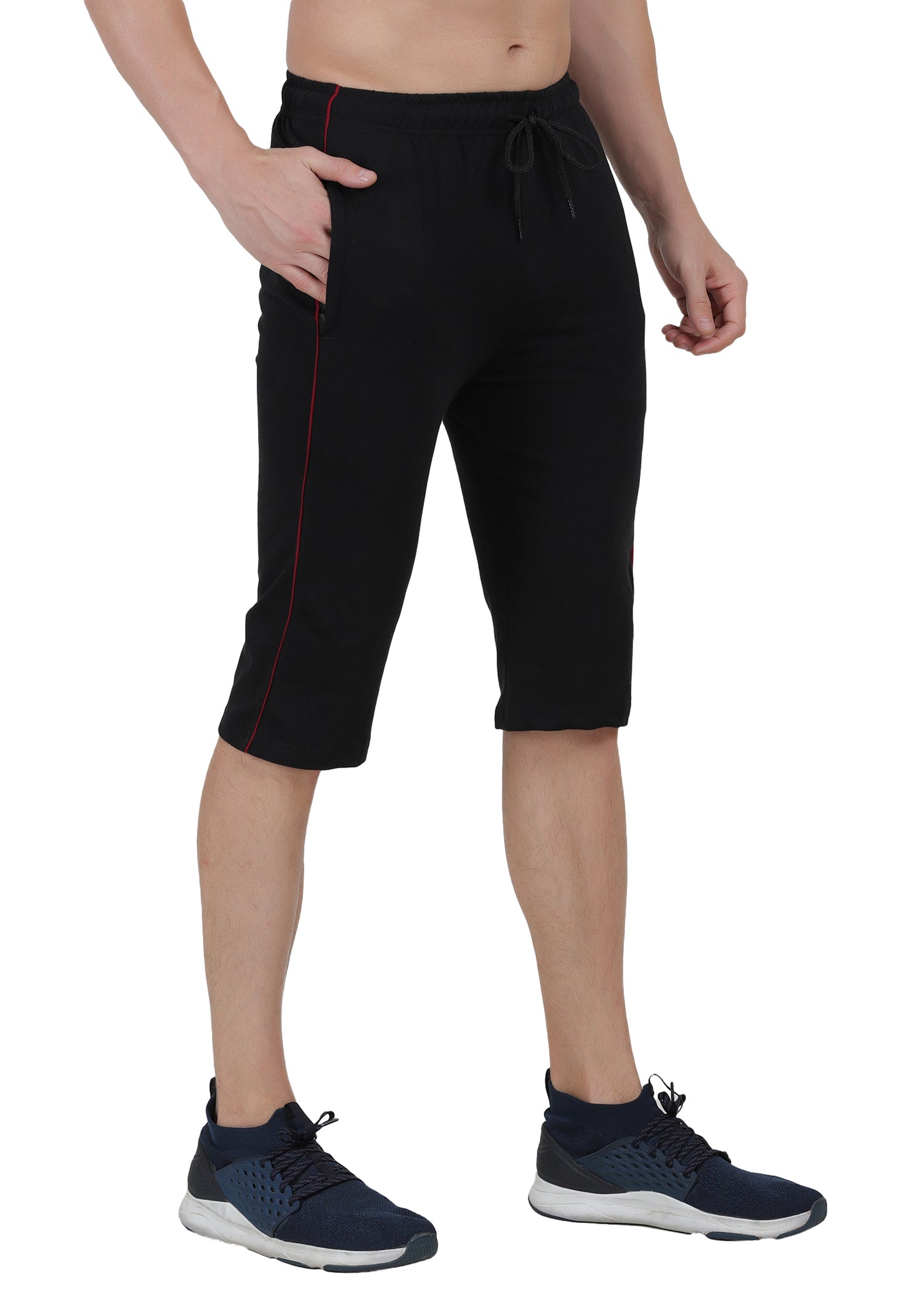 Buy MAGCOMSEN Capri Pants for Men 3/4 Sweatpants Joggers for Men Capri  Shorts Summer Gym Shorts Athletic Shorts Training Shorts Zipper Pockets  Black at Amazon.in