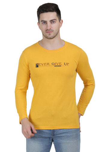 Hiflyers Men Yellow Regular Fit Printed Round Neck T-Shirt