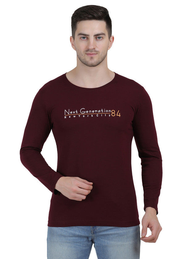 Hiflyers Men Burgundy Regular Fit Printed Round Neck T-shirt