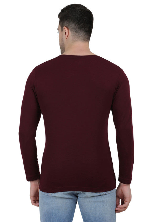 Hiflyers Men Burgundy Regular Fit Printed Round Neck T-shirt