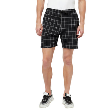 T.T. Men Cool Check Shorts Pack Of 1 Black