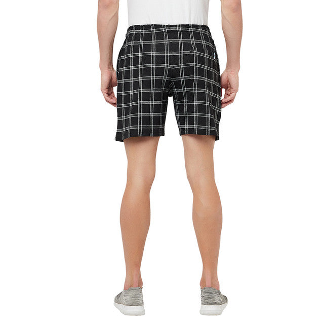 T.T. Men Cool Check Shorts Pack Of 1 Black