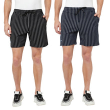 T.T. Men Cool Striper Shorts Pack Of 2 Navy::Black