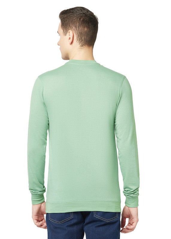 T.T. Men Green Cotton Polyster Regular Fit Solid Sweatshirt Style Tshirt
