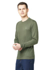 T.T. Men Olive Cotton Polyster Regular Fit Solid Sweatshirt Style Tshirt