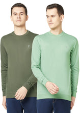 T.T. Men Cotton Polyster Regular Fit Solid Full Sleeve T-Shirt Pack Of 2 (Olive::Green )