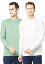 T.T. Men Cotton Polyster Regular Fit Solid Full Sleeve T-Shirt Pack Of 2 (White::Green )