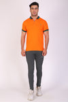 Men Slim Fit Printed Orange T-Shirt