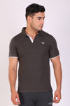 Men Slim Fit Printed Anthra Polo T-Shirts