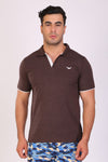 Men Slim Fit Printed Brown Polo T-Shirts