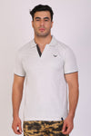 Men Slim Fit Printed Grey Polo T-Shirts