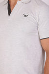 Men Slim Fit Printed Grey Polo T-Shirts