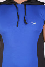 HiFlyers Men Color Blocks Hooded Sports Tshirt Blue Navy
