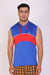 Men Blue-Red Hooded Sports T-Shirts