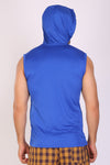 Men Blue-Red Hooded Sports T-Shirts