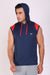 Men Navy Hooded Sports T-Shirts