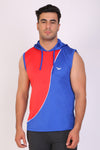 Men Red-Blue Hooded Sports T-Shirts