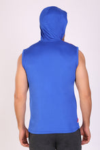 HiFlyers Men Color Blocks Hooded Sports Tshirt Red Blue