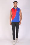 Men Red-Blue Hooded Sports T-Shirts