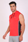 Men Red Hooded Sports T-Shirts