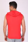 Men Red Hooded Sports T-Shirts