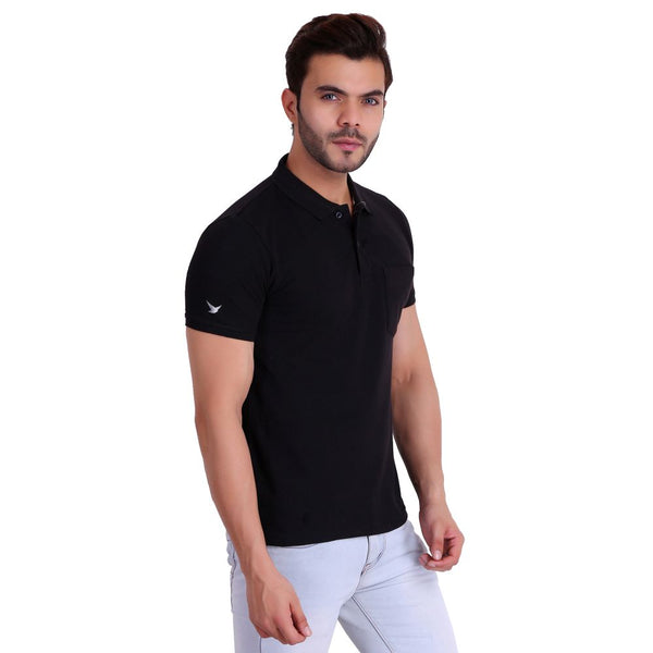 HiFlyers Polo Neck Tshirts Black With Pocket