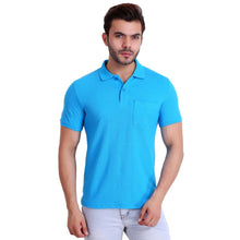 HiFlyers Polo Neck Mens Tshirt Sky Blue With Pocket