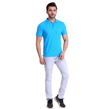 HiFlyers Polo Neck Mens Tshirt Sky Blue With Pocket