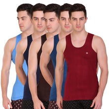 T.T. Men Solid Pack Of 5 Dyed Vest Assorted