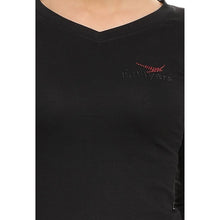 HiFlyers Women Full Sleevs T-Shirts V Neck Black