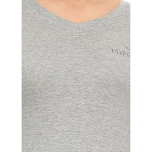 HiFlyers Women Full Sleevs T-Shirts V Neck Grey