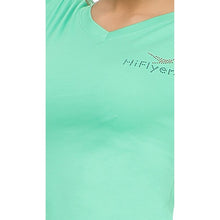 HiFlyers Women Full Sleevs T-Shirts V Neck Green