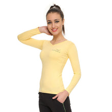 HiFlyers Women Full Sleevs T-Shirts V Neck Yellow