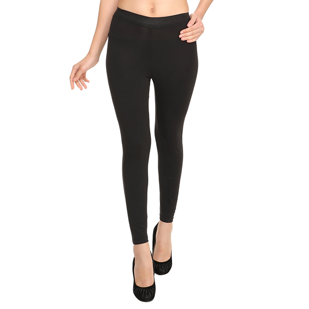 Buy INFUSE Black Solid Straight Fit Cotton Lycra Womens All Occasions Pants  | Shoppers Stop