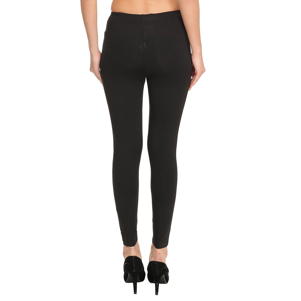 Women's black leggings with mixed stitching | Golden Goose