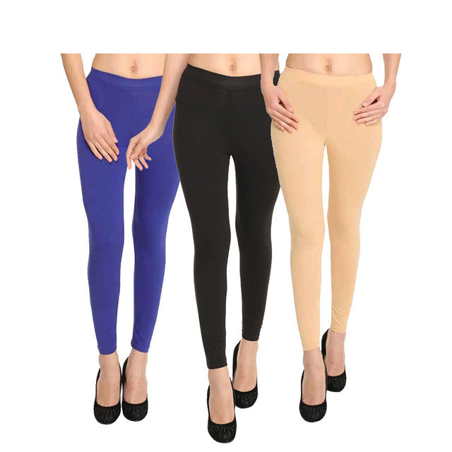 Buy Women Ankle length Leggings (Pack Of 2) Black-Pink: TT Bazaar
